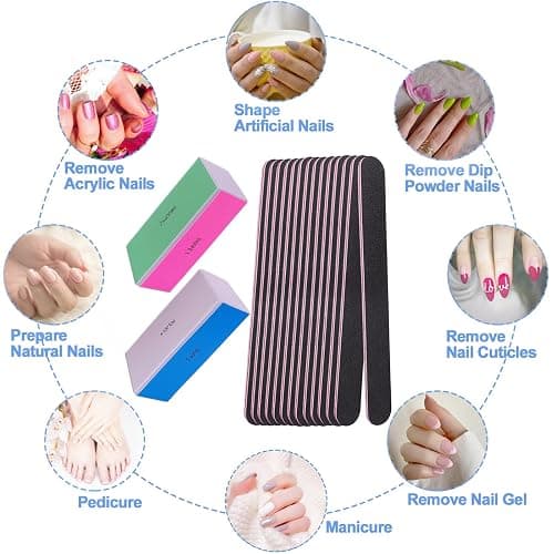 Nail File and Buffer Set, 4 Way Nail Buffers Shine Kit Professional Nail Files for Natural Nails Manicure Filer Filing Polishing Buff Nail Care Smoother Buffing Fingernail 100/120/240/600/3000 Grit thumbnail 6