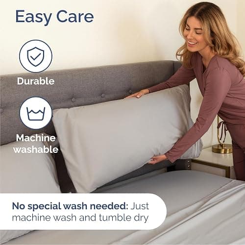 Queen Size 4 Piece Sheet Set - Comfy Breathable & Cooling Bed Sheets Set - Hotel Luxury Bedding for Women, Men, Kids, Teens, Boys & Girls - Deep Pockets, Soft and Wrinkle Free - Oeko-Tex - Light Grey thumbnail 7