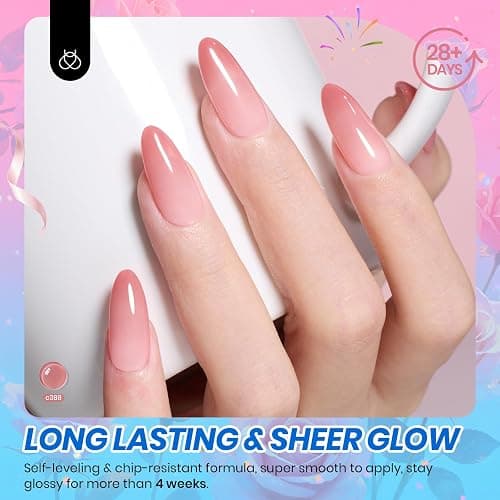 Beetles Nude Gel Nail Polish Set - 6 Colors Nude Pink Brown Neutral Jelly Gel Polish Kit Sheer Translucent Effect Soak Off UV Nail Art Design Drunken Rose Collection Manicure Gift for Women thumbnail 4