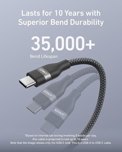 Anker Car Carplay Cable for iPhone 17 16 Pro Max Plus, Upcycled Braided USB A to USB C Car Charger Cord for Samsung Note20 and More (3FT, Black) thumbnail 3