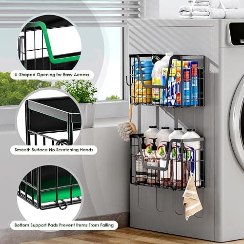 YIWANFW 2 Set Magnetic Shelf for Fridge, Potato & Onion Storage Bins, Magnetic Fruit Basket for Refrigerator Pantry Kitchen Counter Laundry, Magnetic Fridge Organizer Spice Snacks Magnet Fridge Shelf thumbnail 4