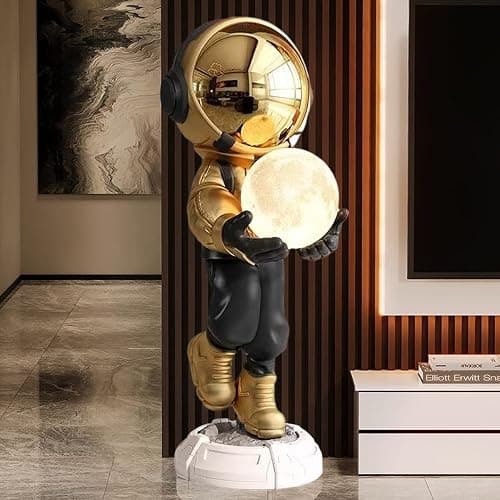 JUNTHORB Astronaut Statue, Spaceman Sculpture, Home Decor Sculpture, Cool Metal mask Decoration, Large Spaceman Figurine Decoration thumbnail 5