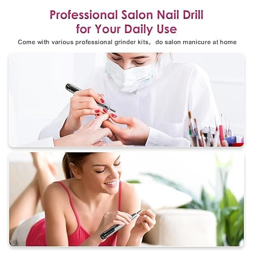 COSLUS Cordless Nail Drill Electric File: Professional for Acrylic Gel Dip Powder Nails Portable Nail Drill Machine Kit for Manicure Pedicure Nail Set with Everything Rechargeable Lightweight thumbnail 7