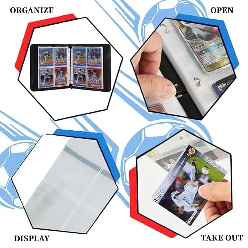 Soccer Card Binder,400 Pockets Card Binder with Card Display Design,2025-2026 Premium Card Ablums with Sports Pattern Wristband Fit for Football Basketball & TCG Cards Collectors thumbnail 4