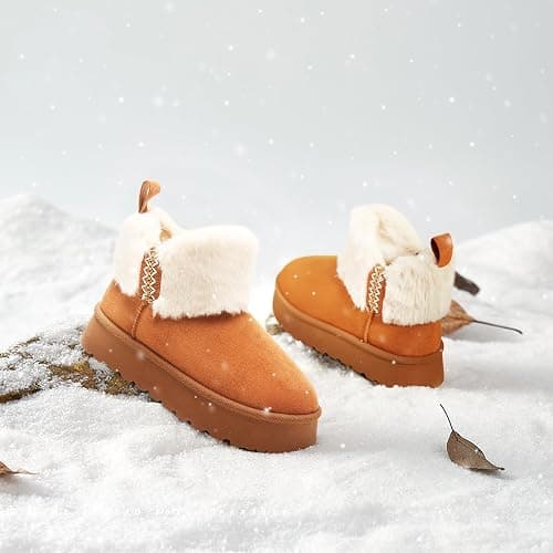 HYPOCRUTE Womens Winter Boots Fur Snow Boots Ankle Booties Fuzzy Warm Platform Short Boots for Women Slip on Boots thumbnail 6
