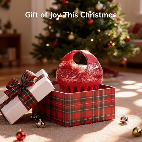 Sndyi Scalp Massager Shampoo Brush, Scalp Scrubber with Soft Silicone Bristles, Scalp Exfoliator for Dandruff Removal, Scalp Massager for Hair Growth, Wet Dry Hair Brush, Red-Limited Edition thumbnail 7