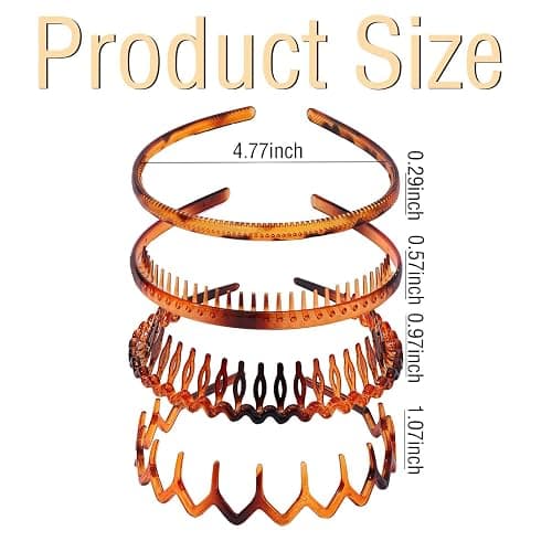 Drnytunk 12 Pcs Plastic Headbands with Teeth,Headbands for Women Men Non Slip,Comb Hair Bands Accessory for Teen Girls,Black khaki Turtle thumbnail 6