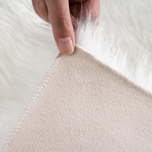 Ciicool Ultra Soft Faux Sheepskin Fur Rug Fluffy Rug for Bedroom Fuzzy Carpet for Living Room Kid's Room Nursery Decor, White 2 x 6 Feet thumbnail 5