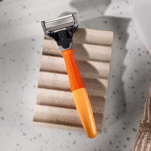 Harry's Original Shaving Kit for Men - Razor Handle, 15 Razor Blade Refills, and Travel Blade Cover - German Engineered - Orange thumbnail 4