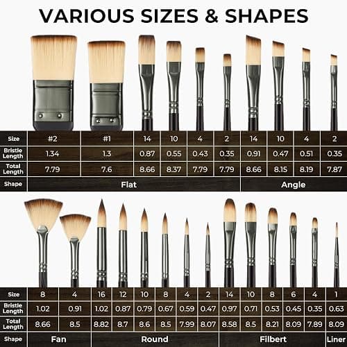 Nicpro 26pcs Professional Paint Brush Set with Palette Knife & Canvas Roll | Craft Paint Brushes for Acrylic Painting, Oil, Watercolor, Gouache & Canvas, Drawing & Art Supplies for Adults, Artists Gift thumbnail 6