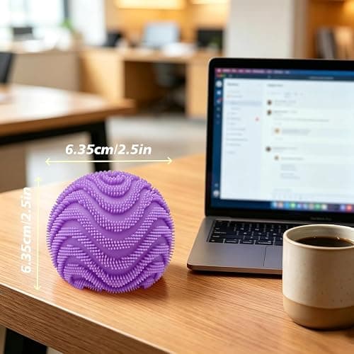 Fuzz Ball Squishy Stress Ball, Soft Slow Rising Sensory Squeeze Toy, Pink Fidget Desk Toy for Home, Office and School (Pink) thumbnail 3