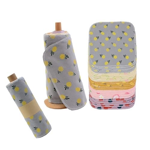 Paperless Towels Roll Washable Cotton Cloth, Reusable Paper Towels - 25 Pack with Durable Cardboard Roll - 10" X 10" Zero Waste Reusable Napkins Eco Friendly - Image 1