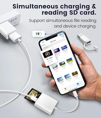 SD Card Reader for iPhone iPad, Oyuiasle Digital Trail Camera SD Card Viewer with Dual Slot for MicroSD/SD, Lightening&USBC Dual-Connector Memory Card Adapter for Photography, Plug and Play - 2 Slots thumbnail 6