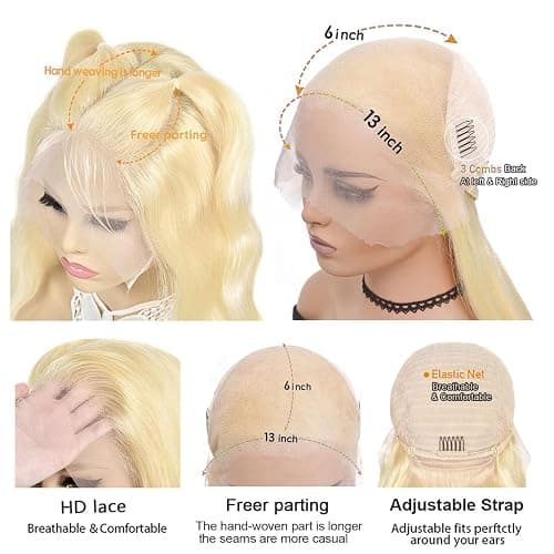 ShengCai 613 13x6 Lace Front Wig Human Hair 200 Density 613 Lace Front Wig Human Hair Body Wave Blonde HD Lace Front Wigs Pre Plucked 30 Inch thumbnail 5