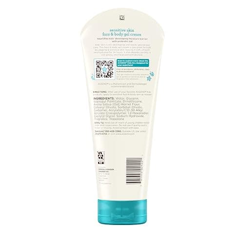 Aveeno Sensitive Skin Face & Body Gel Cream for Kids with Prebiotic Oat, Clinically Proven 24 Hour Hydration for Soft Skin, Quick Drying and Lightweight, Hypoallergenic, 8 oz thumbnail 8