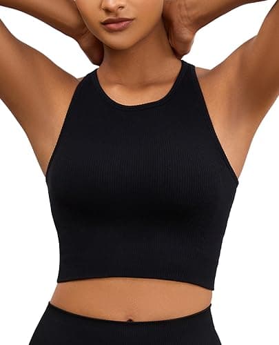AegisChic Yoga Sports Seamless Bras for Women Longline Tank Top with Built-in Gym Workout Racerback Bra Tops thumbnail 7