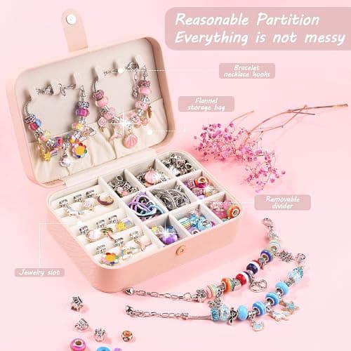UFU Charm Bracelet Making Kit -120Pcs DIY Jewelry Making Kit, Mermaid Gifts for Girls Toys Crafts for Teen Girls Ages 5 6 7 8-12, with Portable Bracelet Organizer Box thumbnail 3