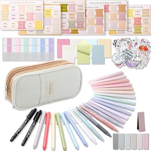 XKDOUS 56 Pcs Bible Study Supplies Journaling Kit for Women, Bible Study Kit Includes Highlighters, Pens, Tabs, Stickers & More for Journaling. Great for Note-Taking, Enhancing Scripture Study - Image 1