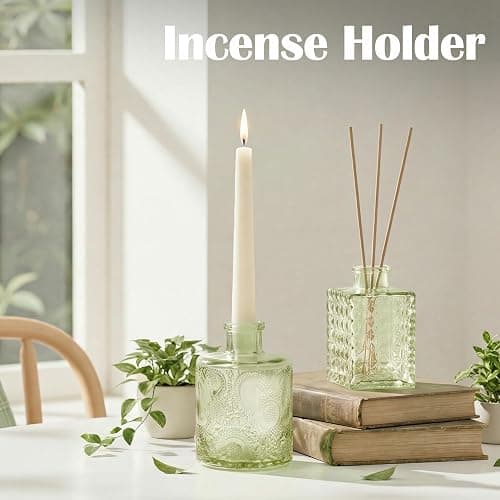 Glass Bud Vases in Bulk Set of 5, Green Small Mini Vases for Flowers, Vintage Vase for Centepiece,Wedding, Table Decor, Baby Shower, Christmas, Home and Events thumbnail 6