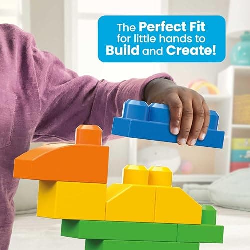 MEGA BLOKS First Builders Toddler Blocks Toys Set, Deluxe Building Bag with 150 Pieces and Storage, Creative Open-Ended Play, Blue, Ages 1+ Years (Amazon Exclusive) thumbnail 6