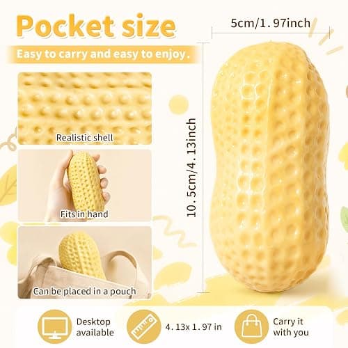 Crunchy Peanut Squishy Asmr Bead Filled, Slow Rising Squeeze | Squeeze Stress Peanut Squishy Slow Rising Squeeze Portable Rebound Calming Anxiety Relief Tool for Adults thumbnail 2