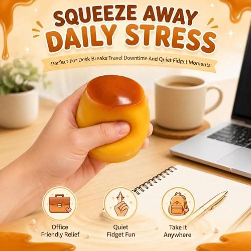 Crunchy Pudding Squishy Stress Ball Food Toy Bead Filled Caramel Squeeze Moldable Slushy Asmr Realistic Taba Handmade Non Rebound Sticky Silicone Dessert Adults Party Favor Cute Soft thumbnail 4