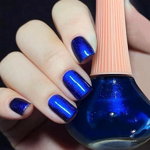 COSMOO Blue Nail Polish, 12ml Quick Dry Nail Lacquer, Super Lustrous Nail Enamel Polish, Shimmer Iridescent Ultrachrome Art Varnish, 0.41 fl oz thumbnail 4