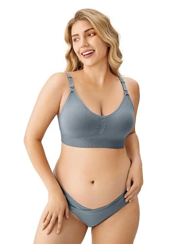 HBselect Women Maternity Bras 5 Pack Nursing Bras for Breastfeeding Seamless Pregnancy Sleep Bralette with Extra Extenders thumbnail 5