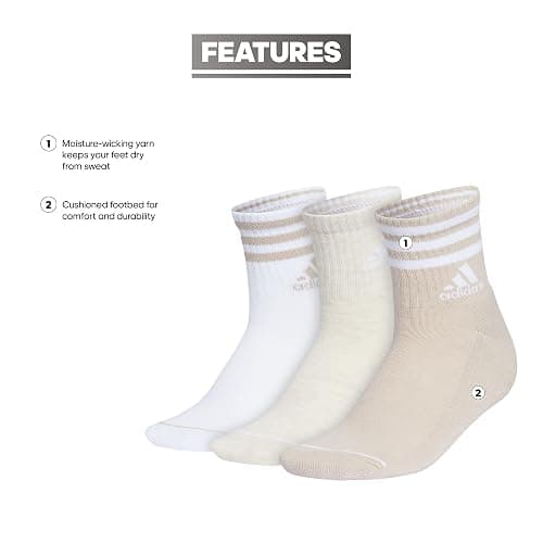 adidas womens Cushioned Sport High Quarter Socks (3 Pairs) Durable & Comfortable thumbnail 4