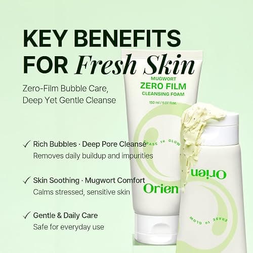 Orien Double Cleanser Duo for Facial Cleansing : Mugwort Zero Film Cleansing Oil & Foam Korean skincare thumbnail 5