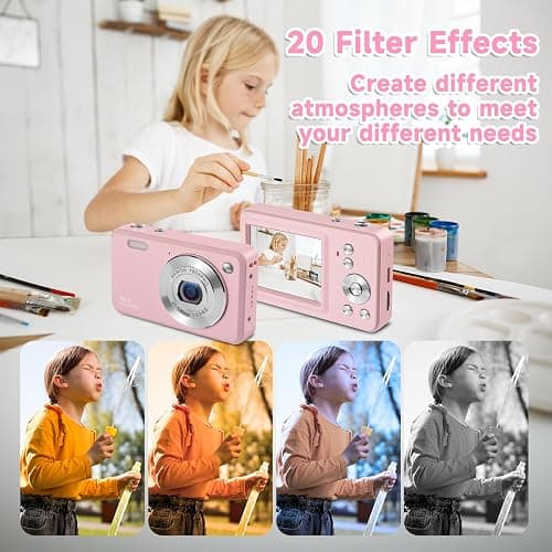 Digital Camera for Kids,1080P 48MP Point and Shoot Digital Cameras with 32GB Memory Card and 16X Digital Zoom Kids Camera, Compact Portable Small Gift for Boys Girls Teenager thumbnail 5