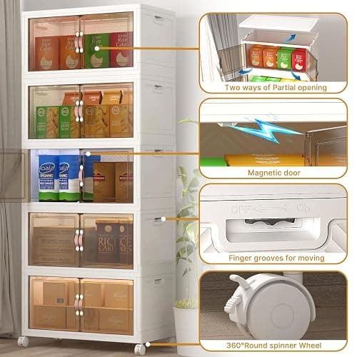 UAMFURI Extra Large Stackable Storage Bins with Lids & Wheels & Door, 660QT-165QT/41GAL*4Pack Foldable Collapsible Closet Organizers, Plastic Containers Drawers for Bedroom Dorm Garage thumbnail 9