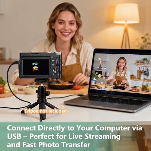 4K Digital Camera for Photography, 48MP Vlogging Camera with Autofocus, Flash, 180° Flip Screen, 16X Zoom, 32GB Card, 2 Batteries & Charger, Compact Travel Camera for Teens, Beginners & YouTube thumbnail 5