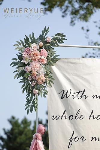 WEIERYUE Artificial Wedding Arch Flowers Kit(Pack of 2) for Wedding Arch, Bridal Shower, Ceremony and Reception Backdrop Decoration (Romantic Pink) thumbnail 4