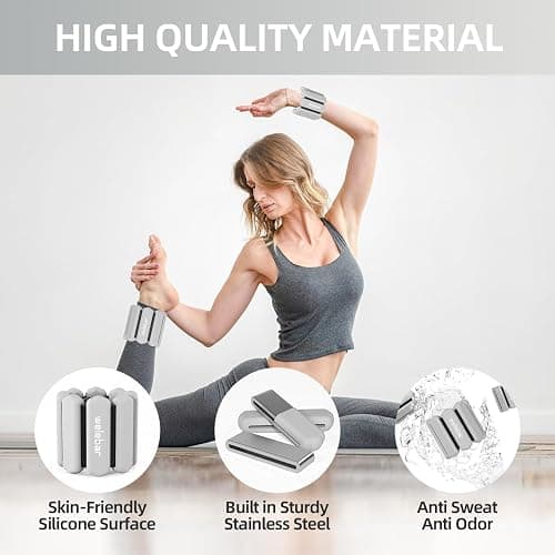 Welebar Adjustable Wrist & Ankle Weights for Women and Men, 1 Pair(1 Lb Each) Silicone Weighted Bangles for Yoga Fitness Pilates Gym Exercise thumbnail 5