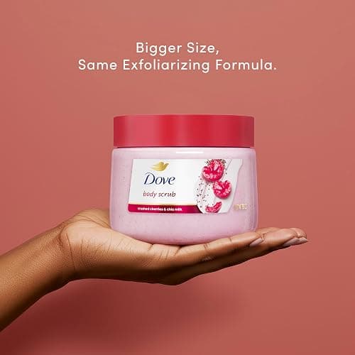 Dove Cherry & Chia Milk Body Scrub Exfoliates and Deeply Nourishes for Smooth, Radiant Skin 15 oz thumbnail 4