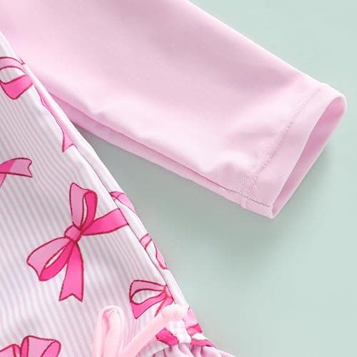 kacubwyy Toddler Girls Swimsuit Rash Guard Long Sleeve Baby Girl Bathing Suit One Piece Swimwear Little Kids Beach Outfit thumbnail 6