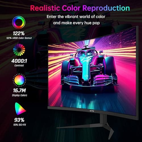 KTC 32 Inch 240Hz Curved Gaming Monitor, 2K 1440P Computer PC Monitor with 1000R 1ms Frameless, Adaptive Sync,122% sRGB, HDMI, DisplayPort, Tilt Adjustable, H32S25E thumbnail 4