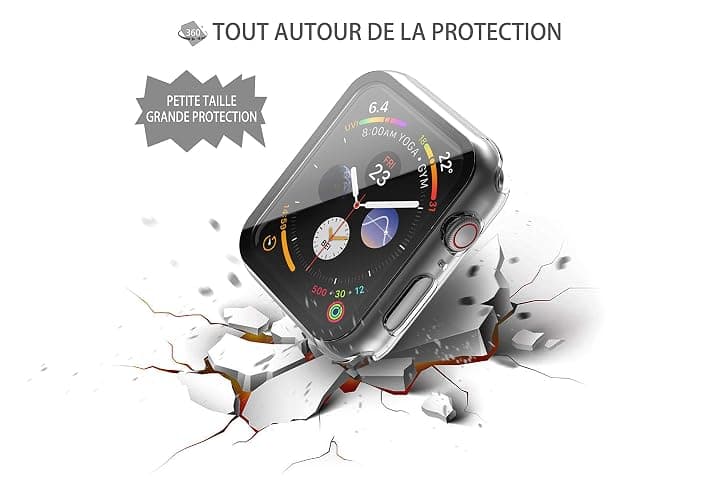 Recata 2 Pièces PC Coque Compatible avec Apple Watch SE3 / SE2 / SE/Serie 6 / Serie 5 / Serie 4 44mm, Protection Ecran Verre Trempé Ultra Mince Couverture Complète, Transparente thumbnail 5