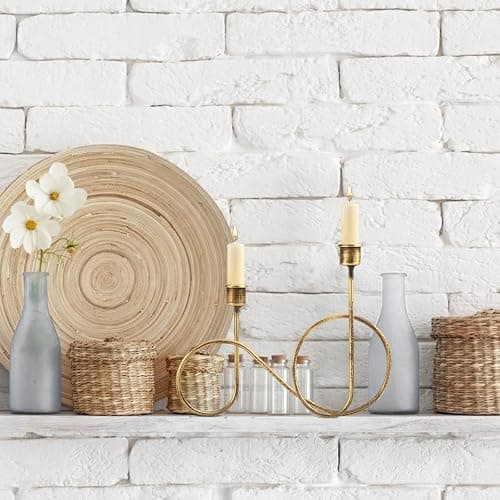 Twisted Brass Style Candle Holder, Candlestick Holder | for Table Decoration, Holiday, Wedding, Housewarming thumbnail 7
