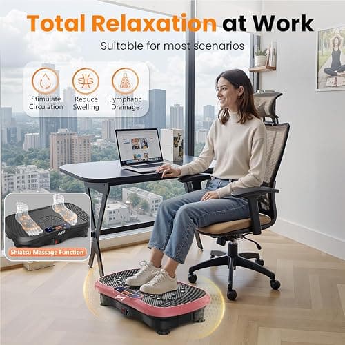 AXV Vibration Plate Fitness Platform Exercise Machine Vibrating Shaking Full Body Shaker Workout Vibrate Stand Shake Board Sport for Weight Loss Fat Burner for Gym Home Office thumbnail 6