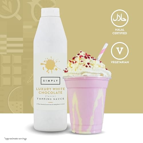 Simply Luxury White Chocolate Topping Sauce, Ready to Use Dessert Sauce for Ice Cream, Waffles, Pancakes, Coffee & Milkshakes (1 kg) thumbnail 2