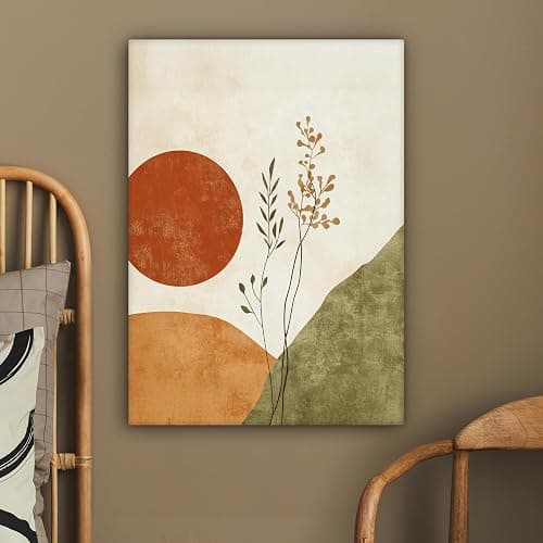 MuchoWow© Impressions sur Toile 50x70 cm Deco Tableau Murale Decoration Salon Peinture Tableaux Chambre Toiles Maison Soleil - Abstrait - Branches - Orange thumbnail 4