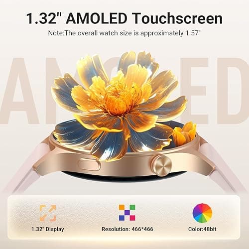 Fitpolo Smart Watch for Women,1.3" AMOLED Touchscreen Fitness Tracker, Make/Answer Calls, Heart Rate SpO2 Monitor, 3ATM Waterproof, Sleep & Activity Tracking Smartwatch for Android Phones iPhone thumbnail 2