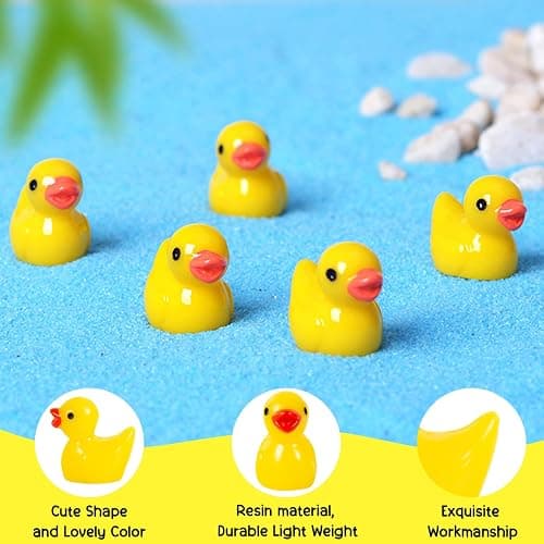 ONLYFU 1000Pcs Mini Resin Ducks Bulk Tiny Duck Figurine for Fairy Garden Landscape Aquarium Potted Plant Decoration Prank Game DIY Ornament Party to Hide, Miniature Dollhouse Accessories, Yellow thumbnail 4