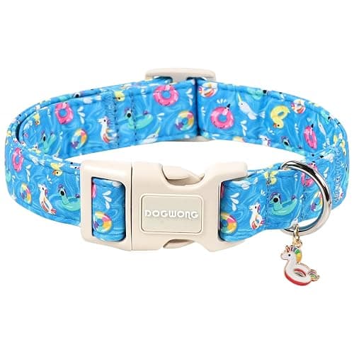 DOGWONG Summer Dog Collar for Large Dogs, Beach Hawaiian Dog Collars, Blue Summer Boy Dogs Collars for Medium Lrage Dogs, Neck 39-60 inches - Image 1