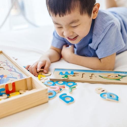 Melissa & Doug See & Spell Wooden Educational Toy with 8 Double-Sided Spelling Boards and 64 Letters Preschool Learning Activities, See & Spell Learning Toys for Kids Ages 4+ | 73 Pieces, 8 Double-Sided Spelling Boards, 64 Wooden Letters, Educational Toy, Preschool Learning Toys for Kids, Ages 3+ thumbnail 2