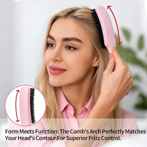 Slick Back Hair Brush for Smooth Flyaways, Frizz, Sleek Ponytail, Buns and Edge Baby Hair | Slickback Brushes Hair Comb, Edge Brush, Teasing Brush Styling Accessories for Girls, Kids, Women & Men thumbnail 2