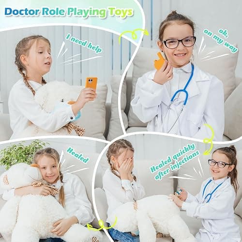 Sundaymot Doctor Kit for Kids, 34 Pcs Pretend Playset for Toddlers, Doctor kit for Toddlers 3-5, with Medical Bag, Stethoscope and Other Accessories, for Boys and Girls Fun Role Playing Game thumbnail 4