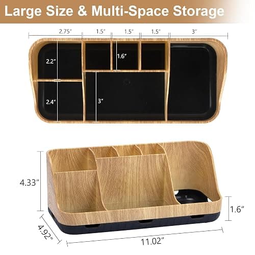 GFWARE Bathroom Organizers and Storage - Detachable 7 Slots Kids Electric Toothbrush and Toothpaste Holde Drainage for Bathroom Accessories Organization Counter Vanity Storage, Wood - Wood thumbnail 3